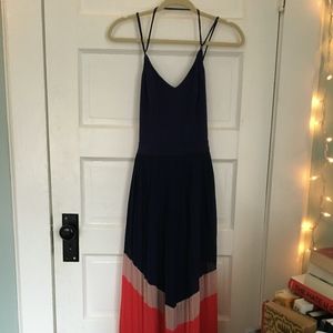 Strappy A-Line Accordion Maxi Dress